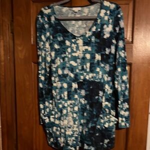 J Jill Blues with White Patterned Long Sleeve Tunic